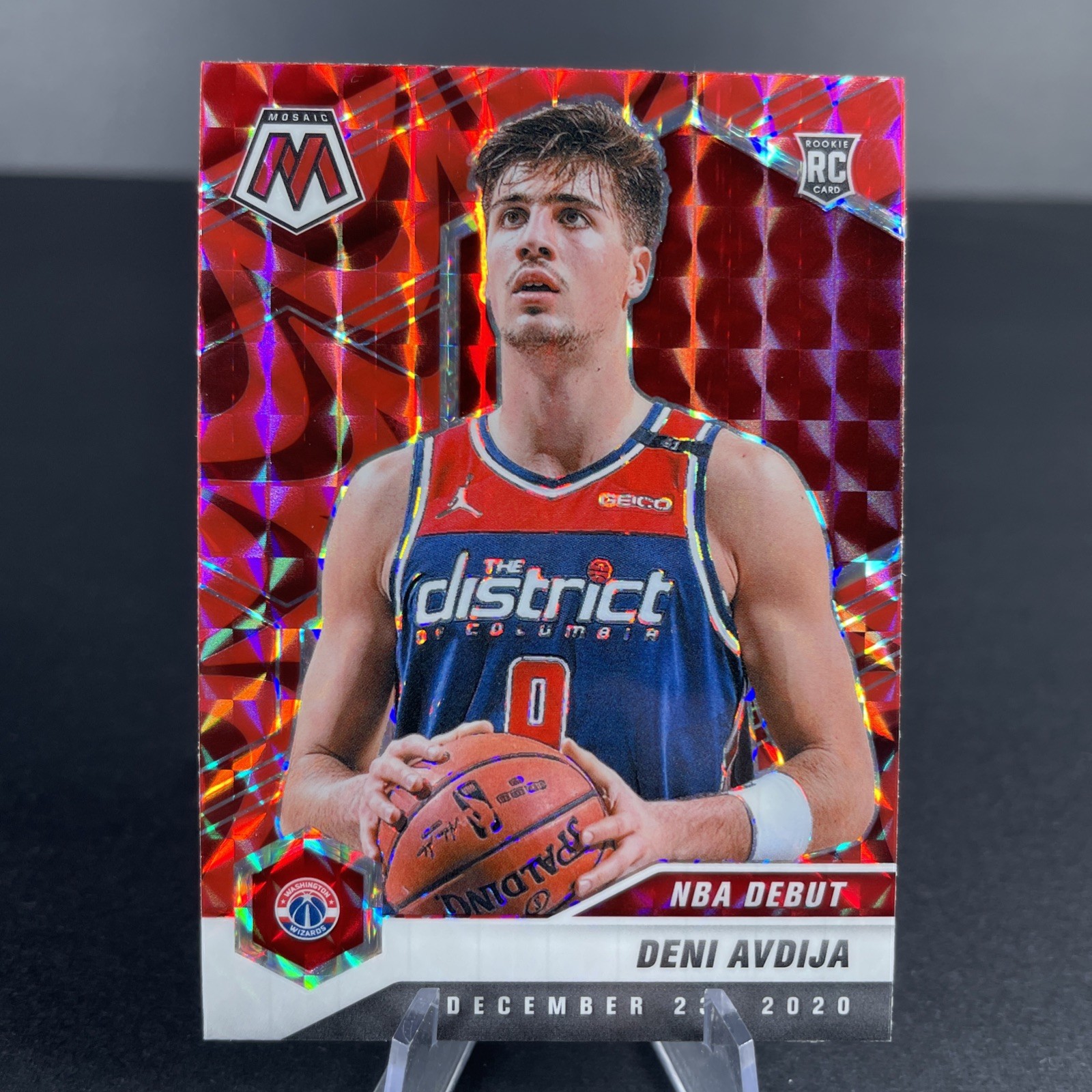 2020-21 Panini Mosaic Mosaic Reactive Red #272 Deni Avdija - Washington Wizards