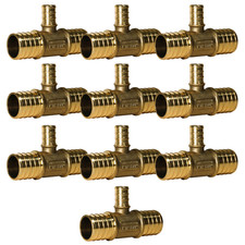 10 Pack XFITTING 1" X 1" X 1/2" Pex B Tee Brass Crimp Fittings , Pex B Pipe