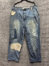Vintage 90's Paco Jean Company Patchwork Baggy Denim Jeans Mens Size 38 x 33