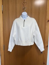 ASOS Jumper Women's Size S Cream 1/4 Zip Sweatshirt Oversized Boxy Athleisure