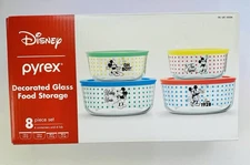 Pyrex Disney Mickey Mouse 8 Pc  Glass Food Storage Bowls Lids Corelle Corning