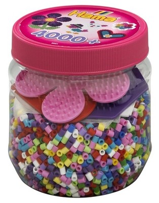 Malte Haaning Plastic A/S Hama  Bügelperlen Midi - Dose pink - 3 Stiftplatten, 4