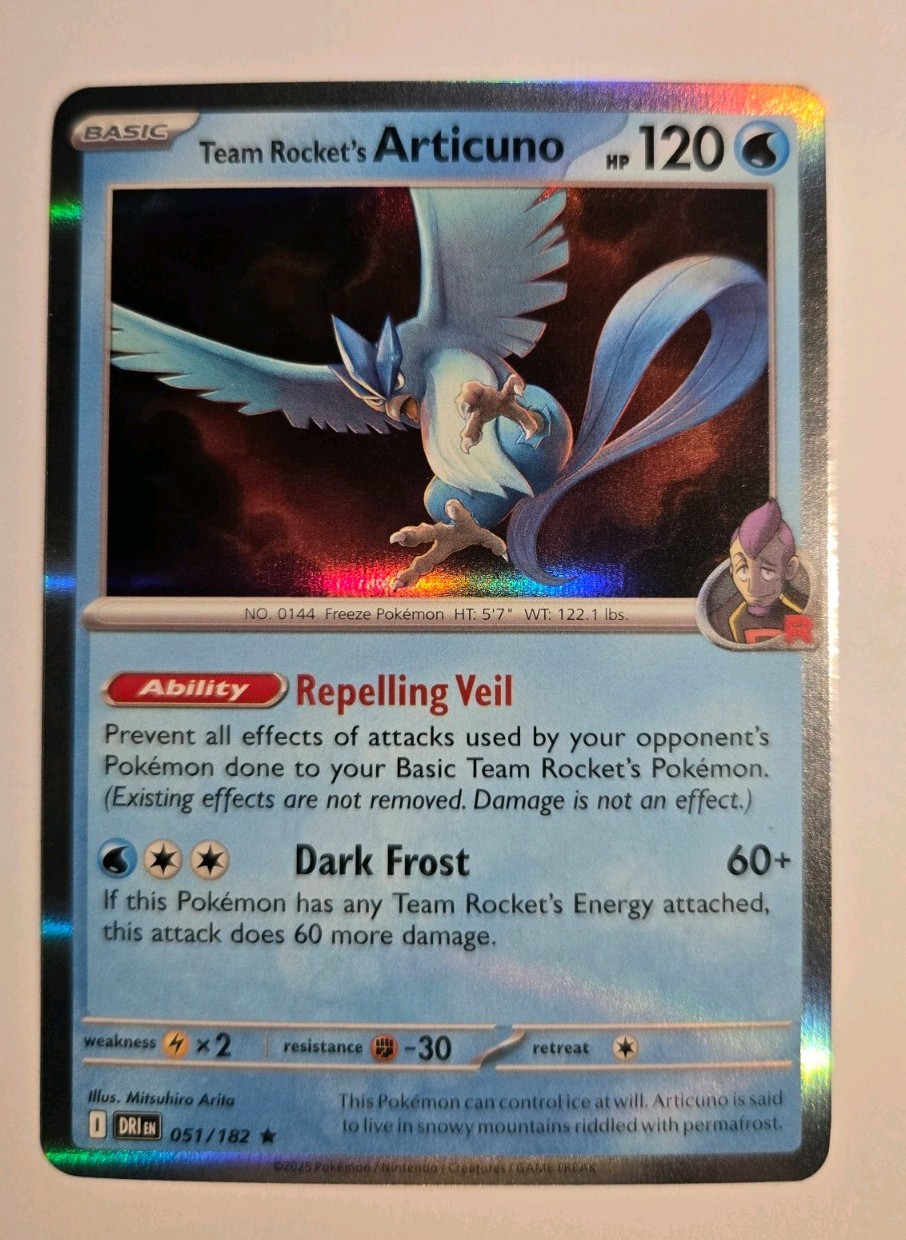TEAM ROCKET’S ARTICUNO - 51/182 Destined Rivals NM - Holo Rare - Pokémon TCG
