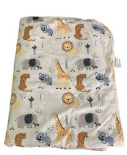 Baby Blanket Safari Animal Print Sherpa Fleece Reversible 40x32 Cozy Nursery
