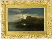 North Wales by Moonlight Antique Oil Painting by Arthur Gilbert (18191895)