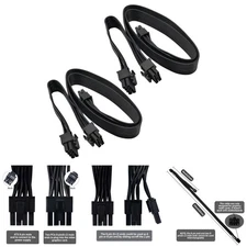 2-Pack PCIe Cable ATX CPU 8 Pin Male to Dual 6+2 Male Power Cable 25-inch