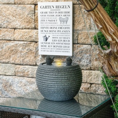 esotec Solar LED Wasserbrunnen Vogelpaar Komplettset, USB, LED-Licht Akku 101370