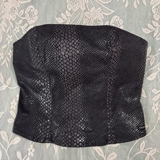 Vtg Guess Y2K Faux Snakeskin  Corset Bustier Medium Goth Grunge Whimsygoth