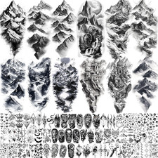 72 Sheets Realistic Mountains Temporary Tattoos for Women Men Adults, Waterproof