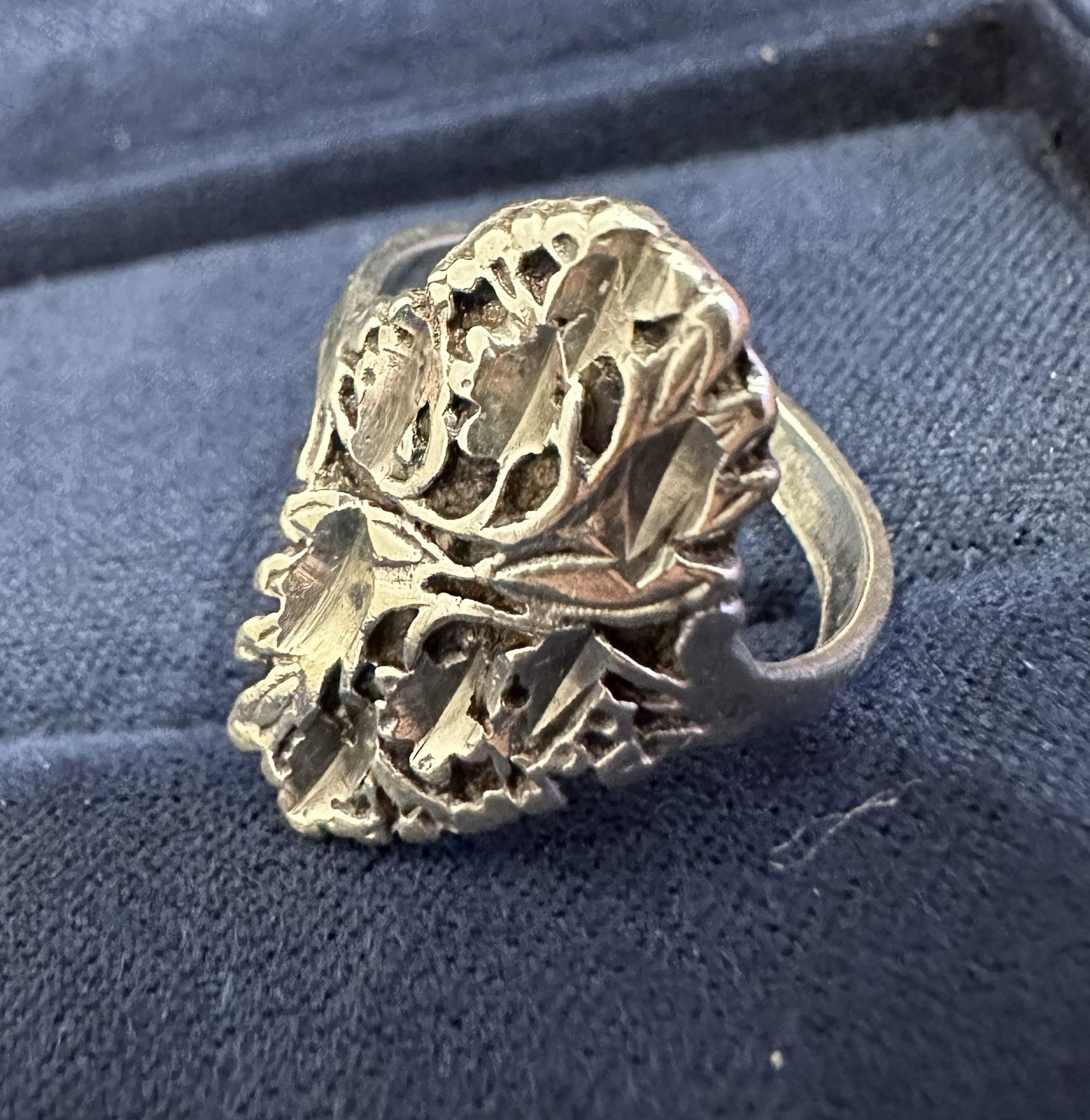 Vintage Unsigned Sterling Silver Ring Floral Leaf… - image 6