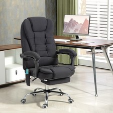 Ergonomic High Back Vibration Massage Office Chair with Heat, Footrest, Black