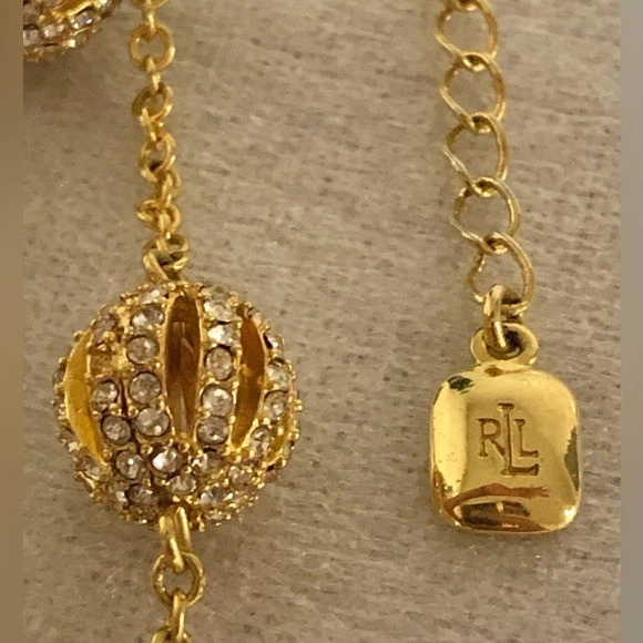Collar Ralph Lauren tono dorado con esferas texturizadas Foto 3 de 4