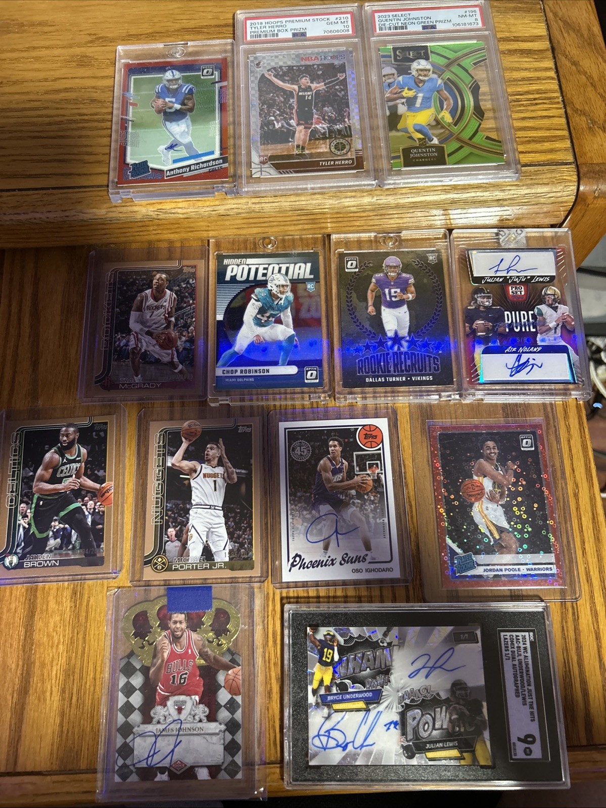 13 card lot football, basketball, 1/1 Bryce Underwood Graded Rookie Auto