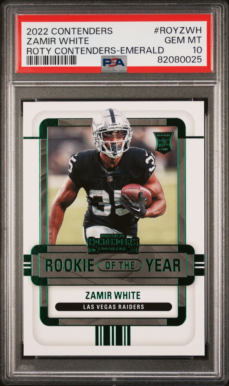 2022 CONTENDERS ROOKIE OF THE YEAR CONTENDERS EMERALD ZAMIR WHITE RC PSA 10