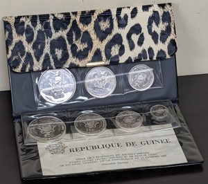 Guinea Coins 1969 SEVEN Coin Silver Proof Set in OGP Wallet NO RESERVE!