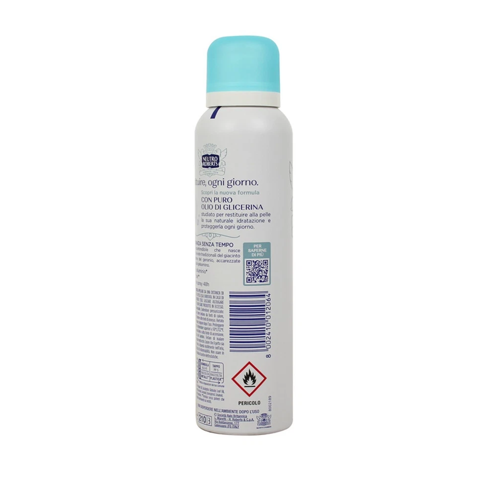 12pz Neutro Roberts Deodorante Corpo Spray Fresco Classico 150ml zero Sali 48h - Immagine 3 di 3