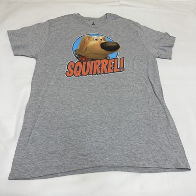 Disney Up Movie Doug Dog Gray Tshirt Squirrel! Graphic Tee Fits Like Sz M Womens