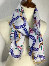 Stefano Rozzo Scarf Multi Colored Polyester Square Fringed 38”x38” Vintage EUC