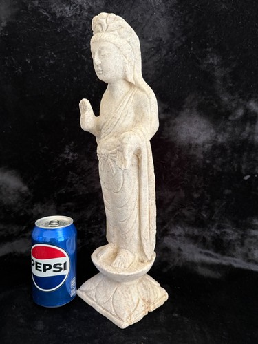 Authentic Large Carved Marble Stone Quan Yin Buddha Statue 16" Tall #B from USA - Picture 2 of 9