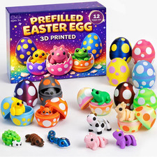 Prefilled 3D Printed Animals Easter Eggs - 12Pcs Prefilled Easter Eggs with Toys