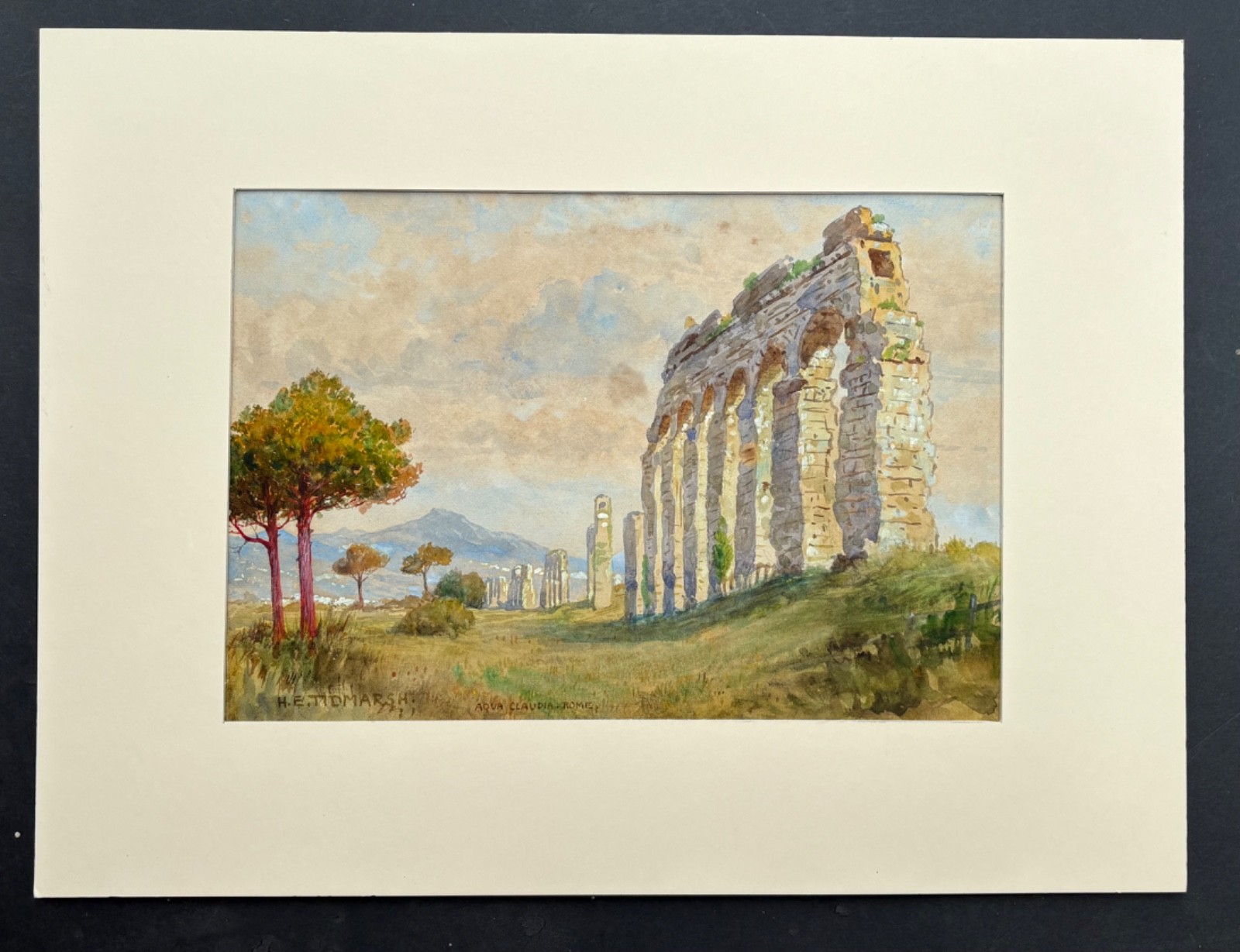 Henry Edward Tidmarsh (1855-1939) Aqua Claudia Rome Original Signed Watercolour