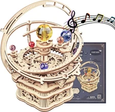 ROKR 3D Puzzles for Adults Orrery Music Box Wooden Model Building Set, DIY Wood 
