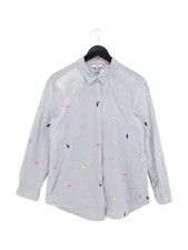 Joules Women's Shirt UK 12 Multi Striped 100% Cotton Long Sleeve Collared Basic