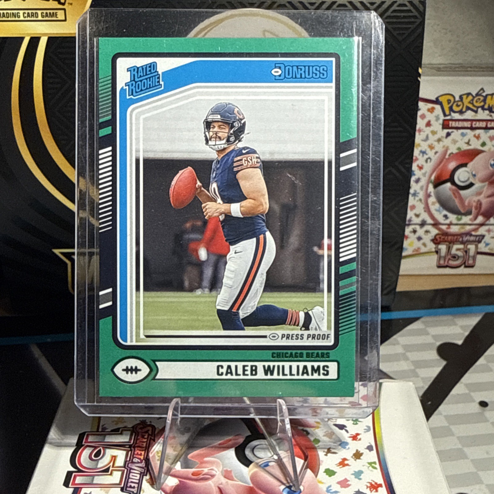 CALEB WILLIAMS 2024 Donruss Rated Rookie GREEN PRESS PROOF #327 Chicago Bears