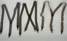 Lot Of 3 Vintage CAS Germany Black Brown Tan Suspenders Adjustable Clips Gold