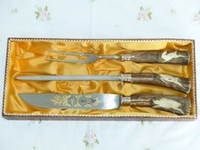 Klaus Tragbar Solingen 3-teiliges Tranchierbesteck Jagd Besteck Hirschhorn + OVP