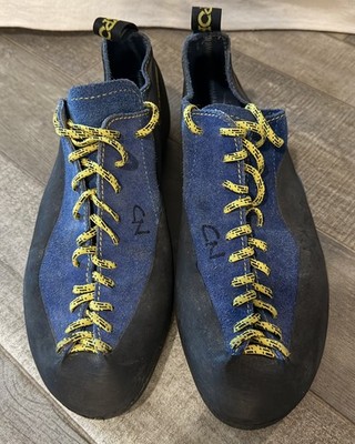 La Sportiva Cliff Rock Climbing Bouldering Shoes Blue Suede Mens Size 41.5 US8.5