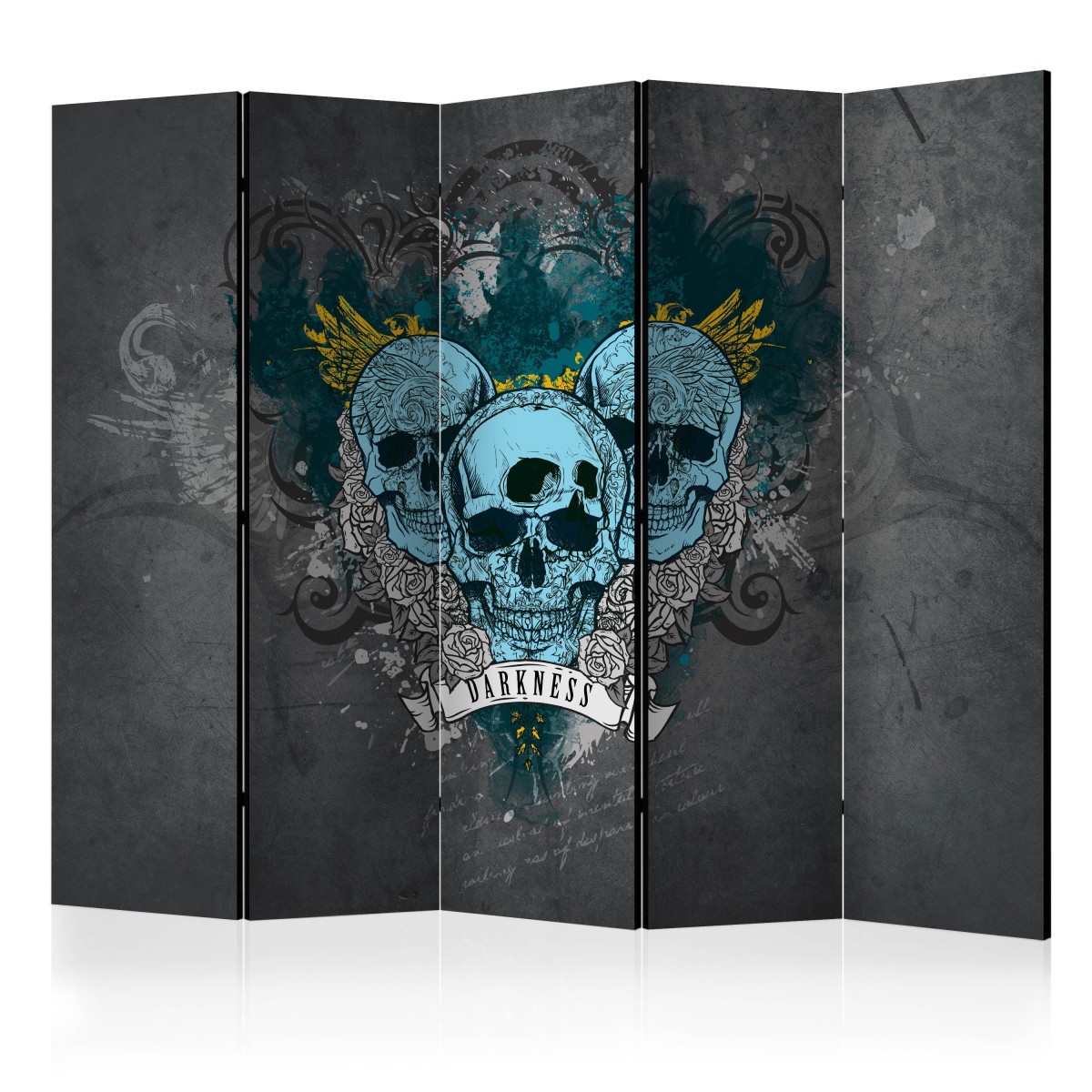 Paravent 5 volets Darkness III grand format pour séparer un salon
