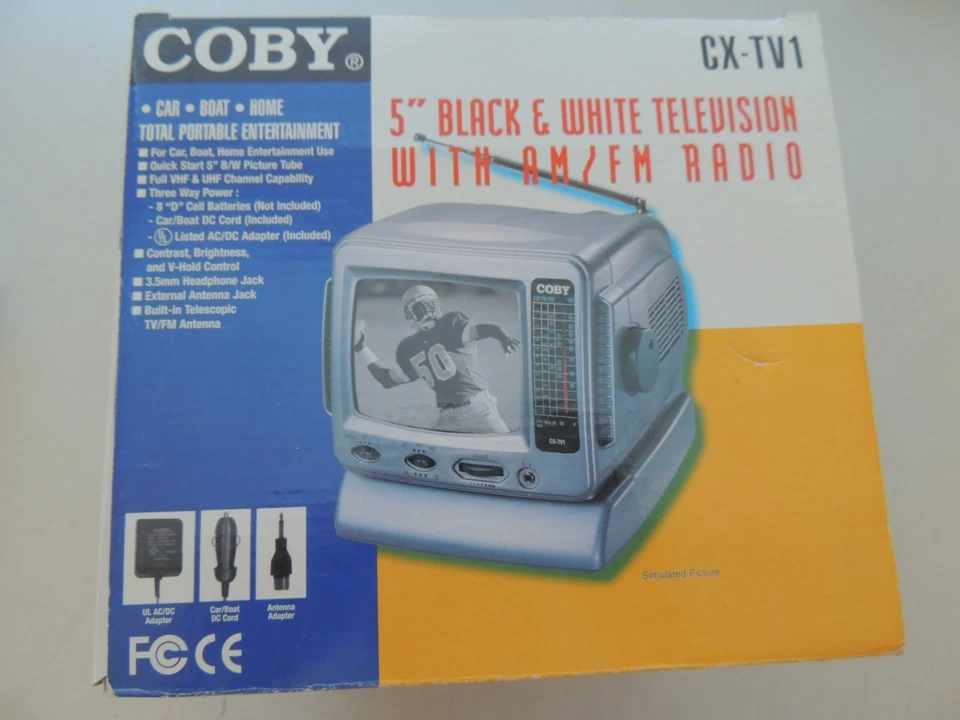 Coby CX-TV1 5" Analog CRT B&W Television / AM-FM Radio + Converter w Remote - Image 4 of 4