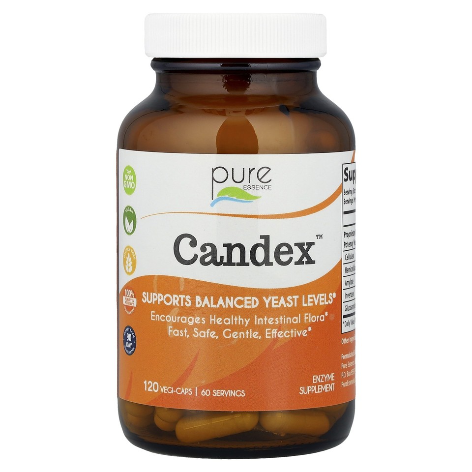 Pure Essence Candex 120 Veggie Caps Dairy-Free, Gluten-Free, No Artificial