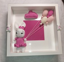 Quadro Nascita Per Bambina Con Coniglietto All'uncinetto 