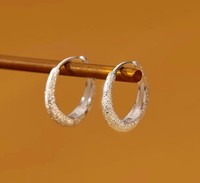 Sparky Frosted Huggie Hoop Earrings 925 Sterling Silver Jewellery Women Girl UK