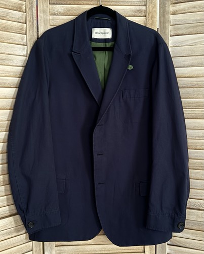 Oliver Spencer Unconstructed Navy Blue Cotton Slim Suit Jacket Notch Lapel 44 - Picture 5 of 12