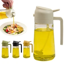 450ML Glass Oil Sprayer Bottle 2 in 1 Cooking Dispenser for Olive Oil