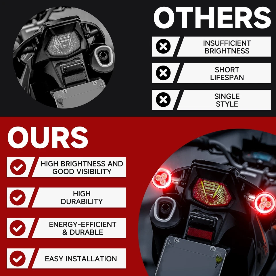 Luces de freno traseras de señal de giro LED 2 piezas para Harley Fatboy Fatbob Street 500 750 Foto 4 de 4