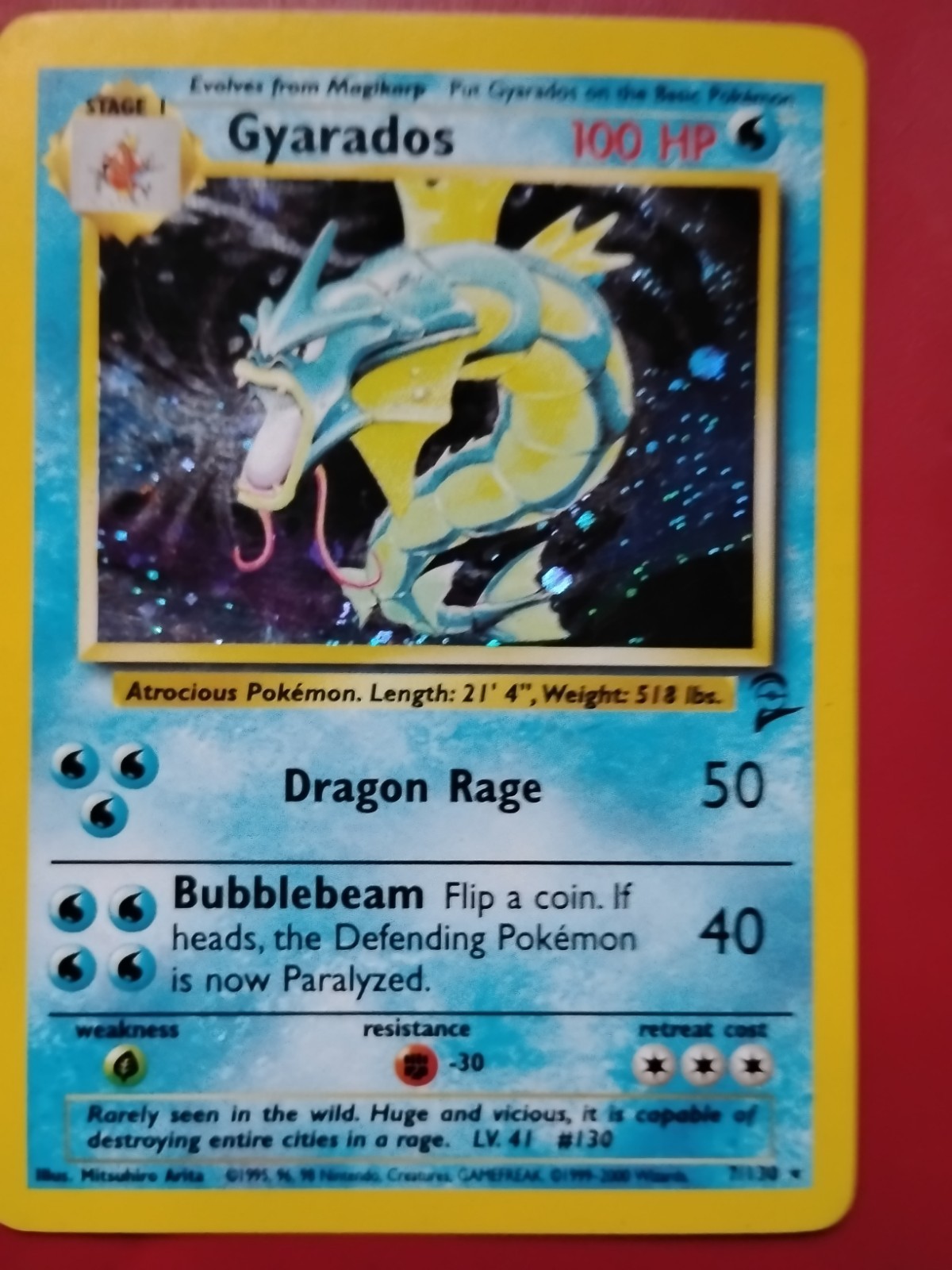 Pokemon Card Gyarados 7/130 Holo Base Set 2 LP