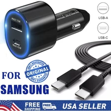 Original 45W Fast Car Charger+Type-C Cable For Samsung S25 S24 23 22 21 20 Ultra