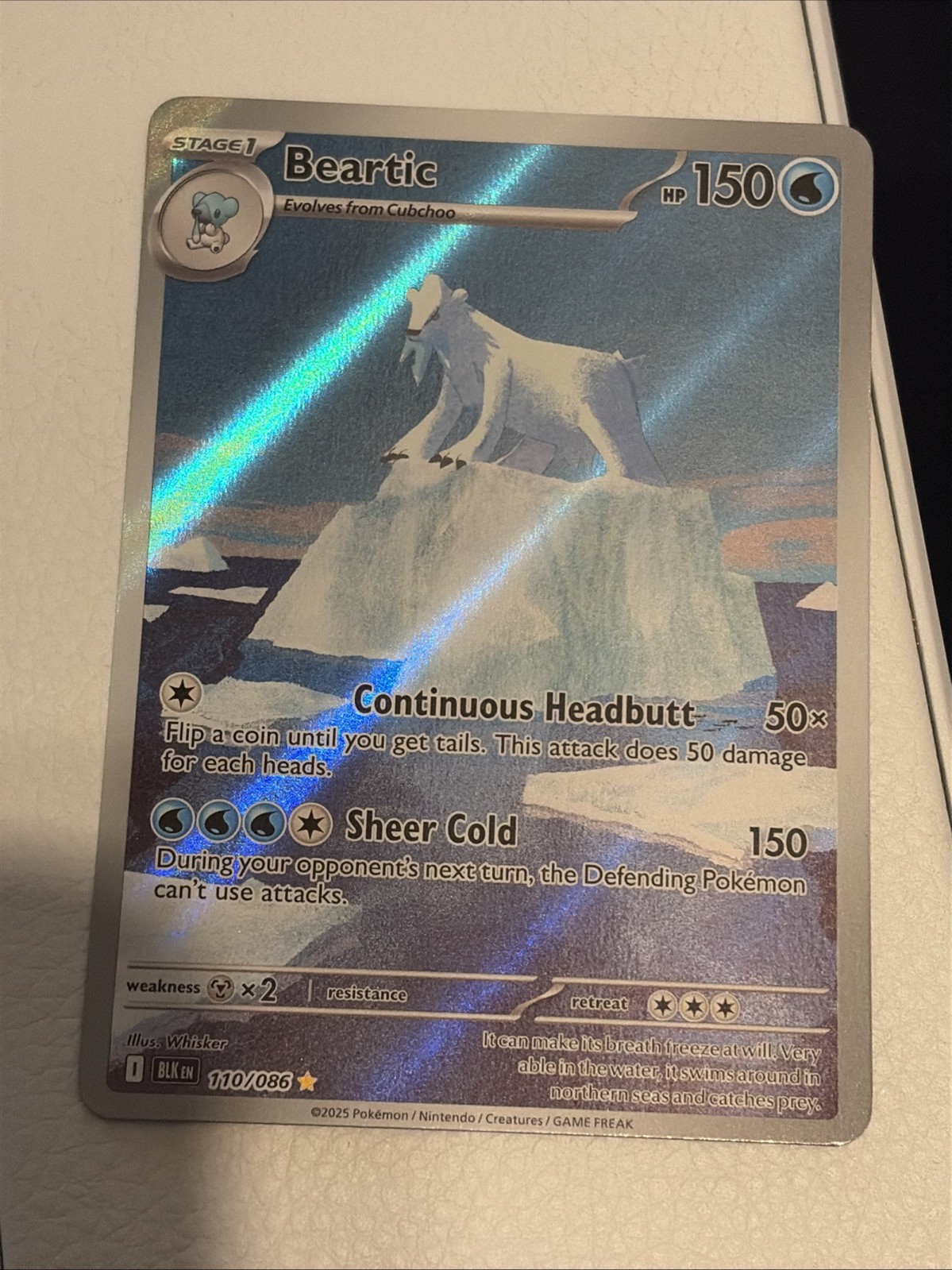 NM Beartic 110/086 Rare Pokémon SV Black Bolt Full Art Illustration