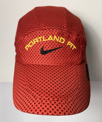 Vintage Nike Tailwind DRI FIT 7 Panel Waffle Mesh RED Hat Cap PORTLAND FIT