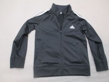 Adidas Size 5 Boys Black Pockets Full Zip Stretch Activewear Sport Jacket 313
