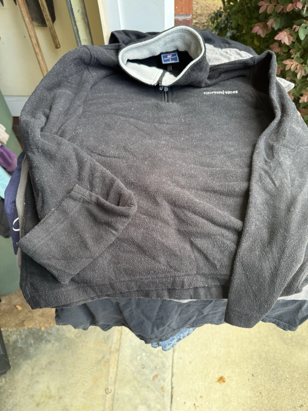Vineyard Vines Fleece Quarter-Zip Pullover Jacket Black Size Small