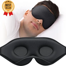 Sleep Mask for Side Sleepers 3D Contoured No Eye Pressure 100% Light Blocking
