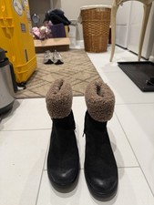Ugg Harrison Cuff Winter Boots Black Suede Women  s New Size 7, EU 38