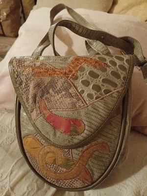 Vintage Marion Van Pearl Textured Cross Body Bag 1980s Designer Grey/ Multi - Image 1 of 3