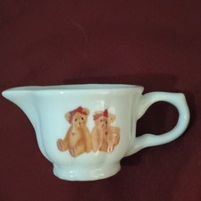 Porcelain Teddy Bear Tea Set with Cups, Saucers, Teapot, Spoon  Basket
