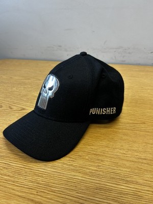 Marvel The Punisher Wool Black Silver Skull Flex-Fit Hat .